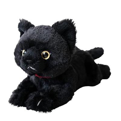 Солнечный Лимон Кот на Коленях Черный Короткий Рукав 11 x 29 x 12см Плюшевое Животное Милый Кот P-8032