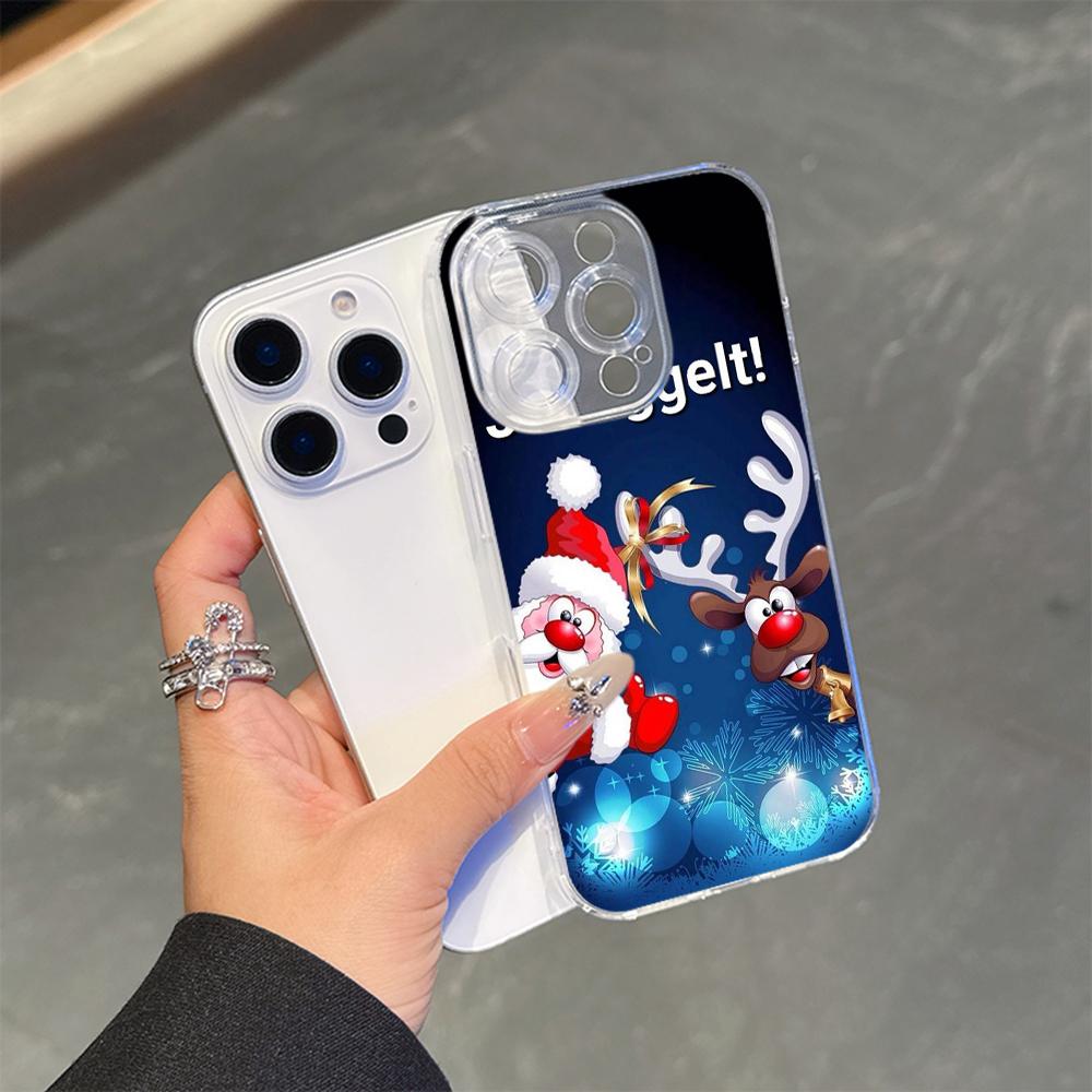 Ae117 Merry Christmas Happy New Year дизайн Magsafe прозрачные чехлы для Samsung S23 S24 Ultra iPhone 16 Pro Max магнитная беспроводная зарядка задняя крышка