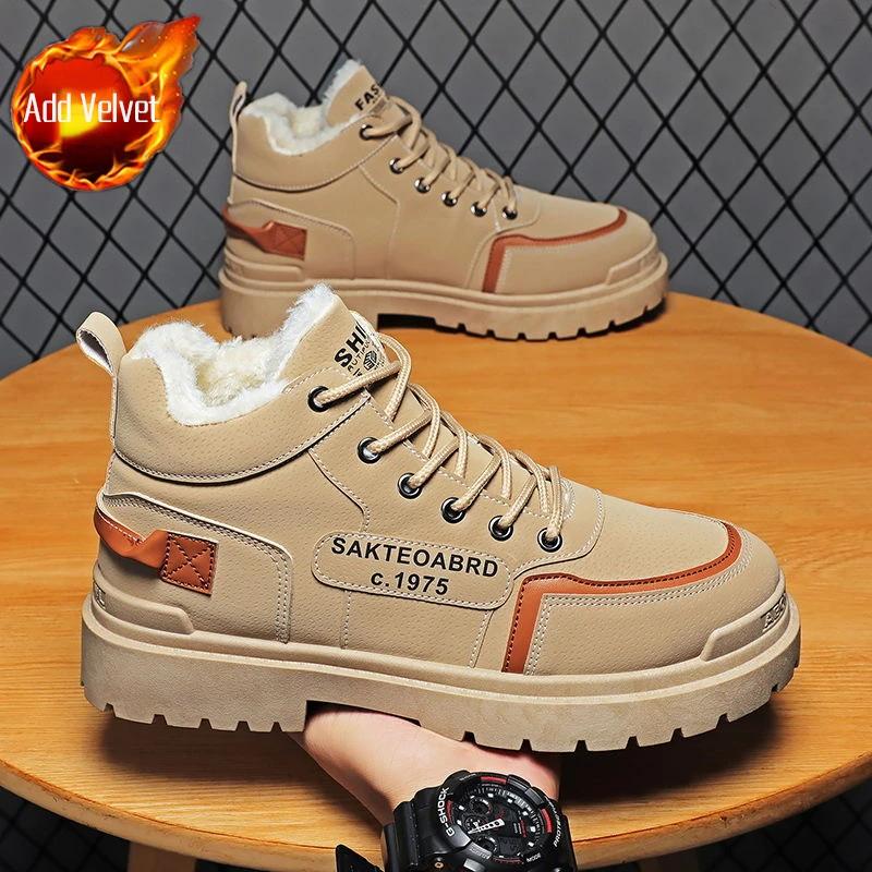 Мужские зимние ботинки Модные Теплые Защищающие от холода Высокие Хлопковые Ботинки Толстый Плюш Качественные Мужские Зимние Ботинки Мех Оригинальные Предложения Обувь