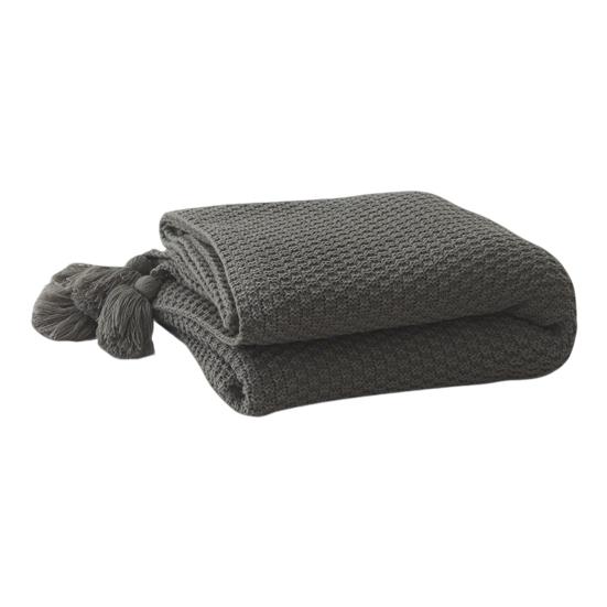 Вязаное одеяло в скандинавском стиле, однотонное одеяло с бахромой, антикатышковое одеяло с кисточками