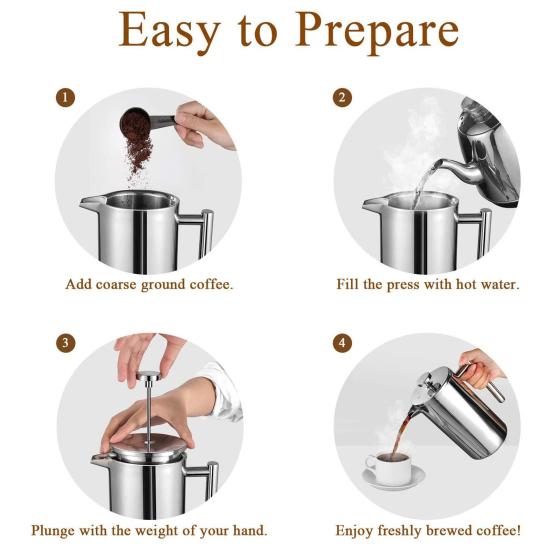 800 мл/350 мл/1000 мл кофейный пресс, легко чистящаяся кофеварка из нержавеющей стали, портативная для домашней кухни
