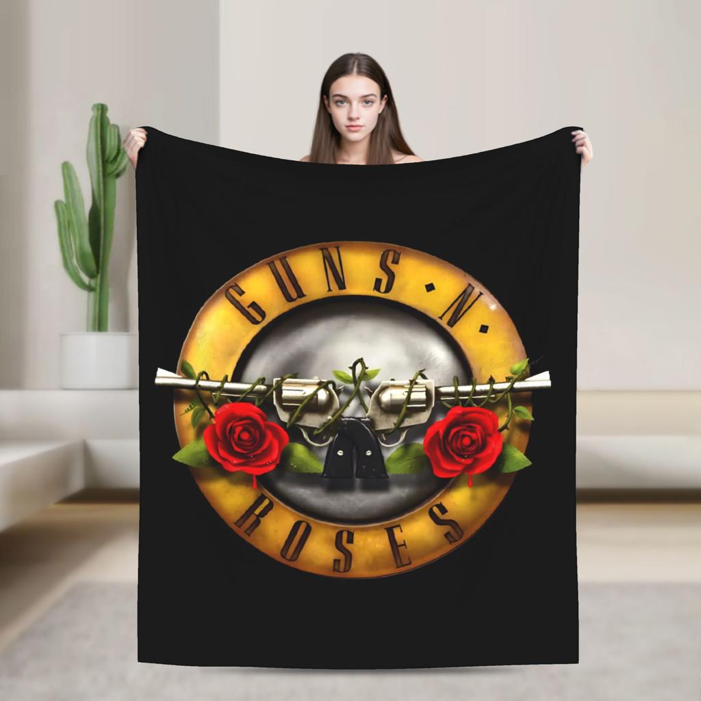 Guns N Roses Band Warm Soft Blanket Travel Office Plush Throw Blanket Novelty Couch Chair Flannel Bedspread Sofa Bed Cover