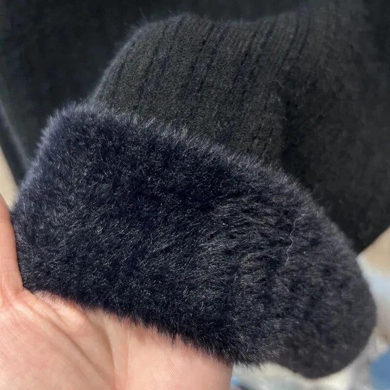 Кружевной трикотаж, теплый интегрированный плюшевый женский свитер, тонкий утепленный пуловер с полувысоким воротом, жемчужный джемпер, осень-зима