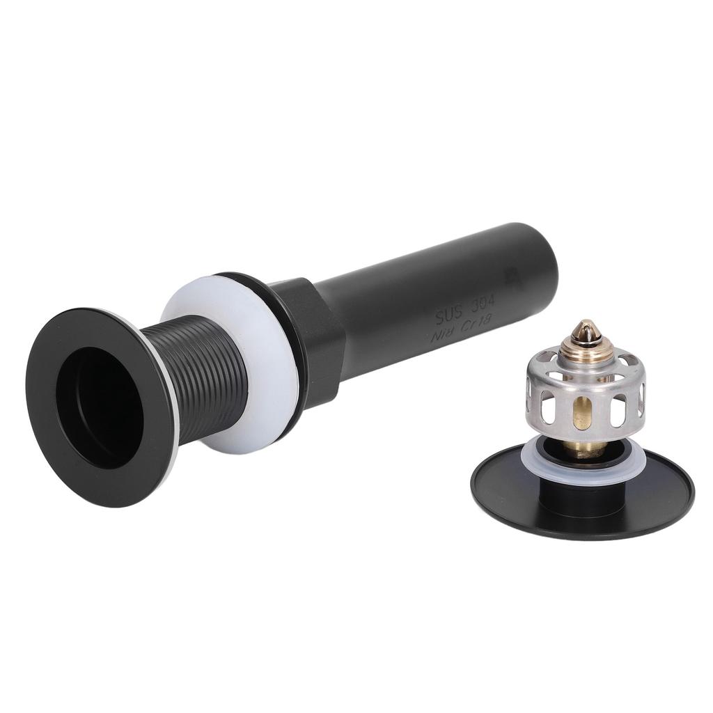 Round Popup Sink Drain Copper Stainless Steel Drain Stopper with Filter Basket Bathroom Accessory for Household