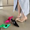 2024 Spring and Summer New Pointy Thin Heel Midheel Slippers Women Europe and The United States Fashion Baotou High Heel Sandals