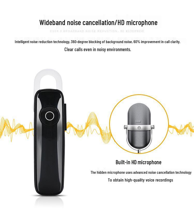 Новая Bluetooth гарнитура с шумоподавлением, одноухая, с микрофоном и заушиной - Беспроводные наушники для телефона в машину