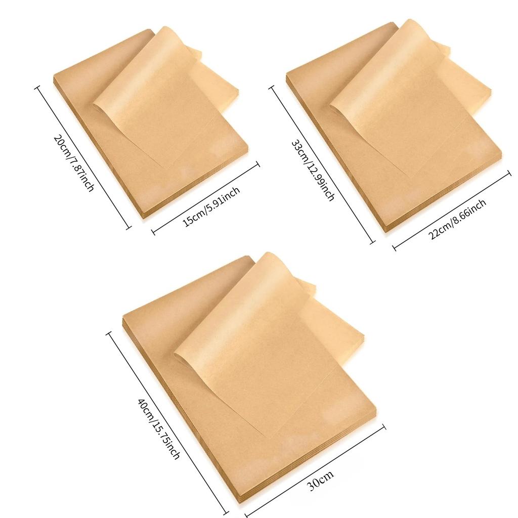100 Pcs Paper Food Grade Baking Sheets Non-Stick Oil-Proof Baking Paper Oven Liner Sheet BBQ Pad for Baking and Barbecue Air Fryer Paper