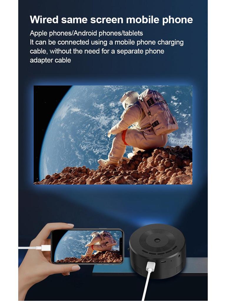 Portable Mini Projector for Children's Animation with Mobile Screen Mirroring