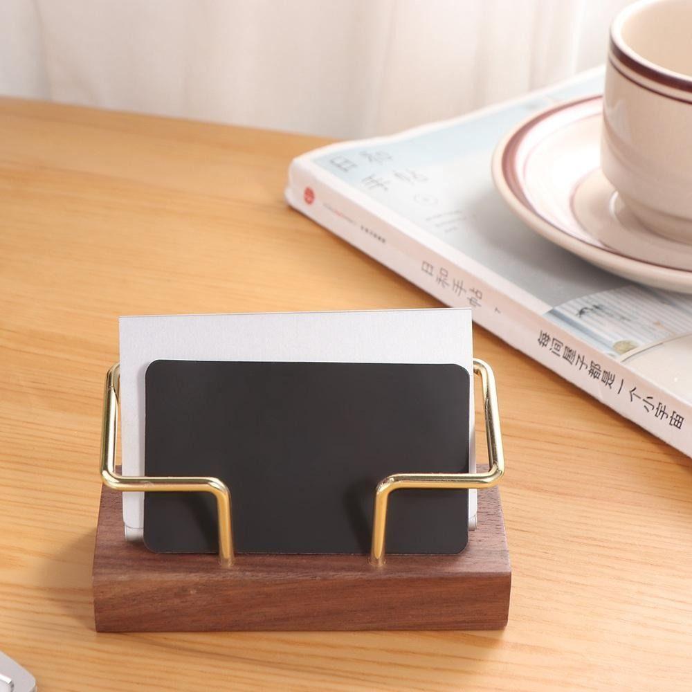 Walnut Wood Wooden Card Holder Tabletop Shelf Cards Display Stand Home Office Supply