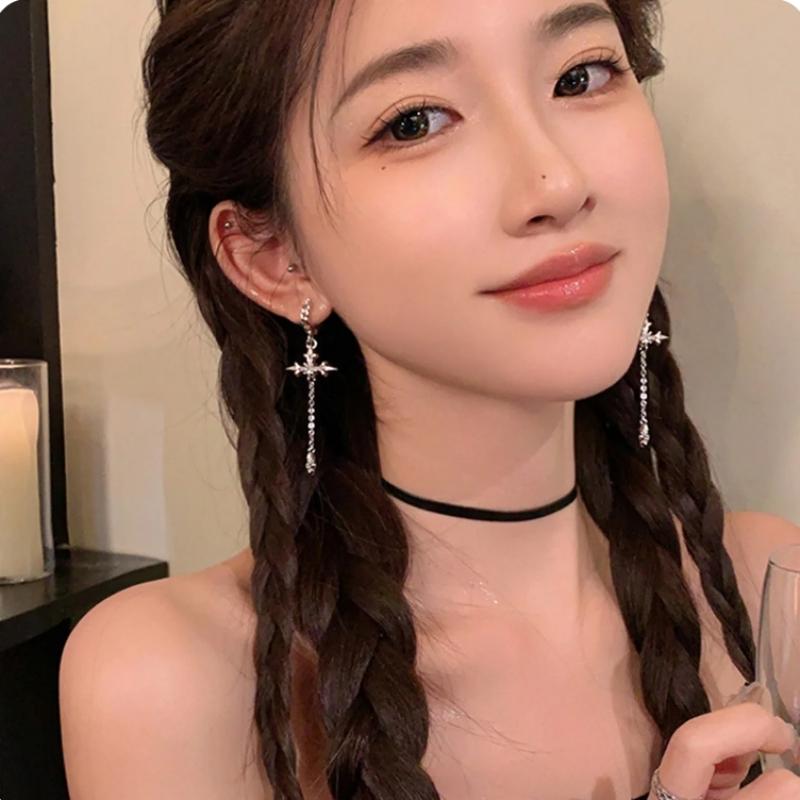 Персонализированные женские серьги с крестом из циркона, модные длинные серьги с кисточками для девочек, ювелирные изделия на день рождения, подарки