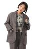 Beams Boy Women's Tweed Three-Button Oversized Jacket, Brown 0