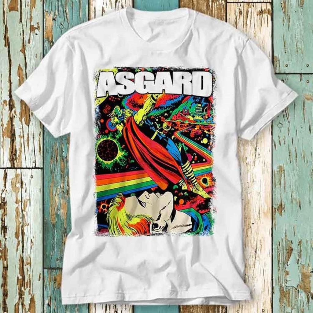 Welcome to Asgard Rainbow Bridge Home of the Gods Odin Poster Thor Loki T-Shirt Top Design Unisex Ladies Mens Tee Retro Fashion Vintage S867