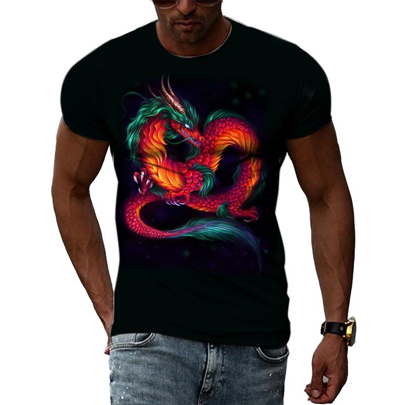 Summer Fashion Chinese Dragon Men T-shirts 3D Trend Casual Personality Cool Style Printing Tees Hip Hop O-neck Short Sleeve Tops