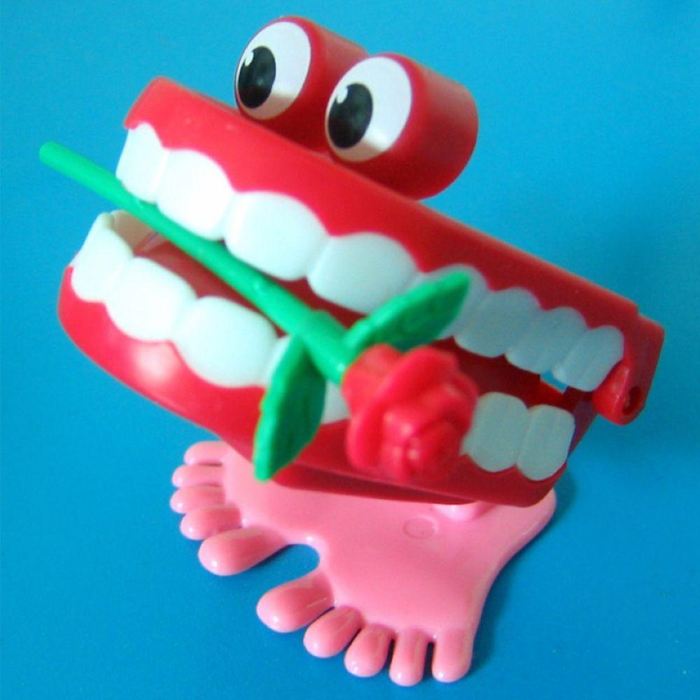 Funny for Baby Kids Plastic Teeth Rose Wind Up Clockwork Toy Clockwork Toy Walking Teeth Shape