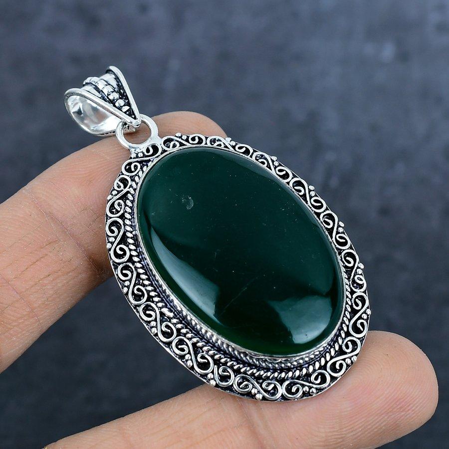 Подвеска из натурального зеленого оникса из стерлингового серебра 925 пробы 2,48 дюйма n3A22