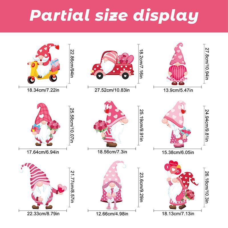 9 листов наклеек на окна ко Дню святого Валентина, мультяшный гном, я люблю тебя, в форме сердца, наклейки на стекло, наклейки, свадебная вечеринка, украшение для дома