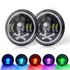 7 Inch Skull RGB LED Headlights Halo Angel Eyes DRL Skull Devil Eye Ghost Round Headlight for Chevrolet C10 Camaro Pickup