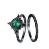 Роскошное Новое Ретро Кольцо с Драгоценным Камнем, Черное Кольцо цвета оружейной стали с Зеленым Цирконом, Европейская и Американская Мода, Женские Ювелирные Изделия