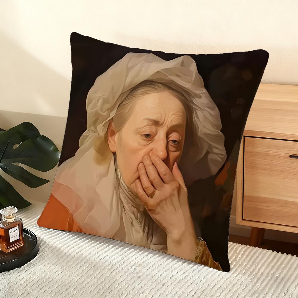 Моне Лизе в жемчугах Девочка Наволочка Мягкая Короткошерстная Плюшевая Подушка Гладкая Уютная Текстура Эстетичная Наволочка для Подушки Домашний Декор