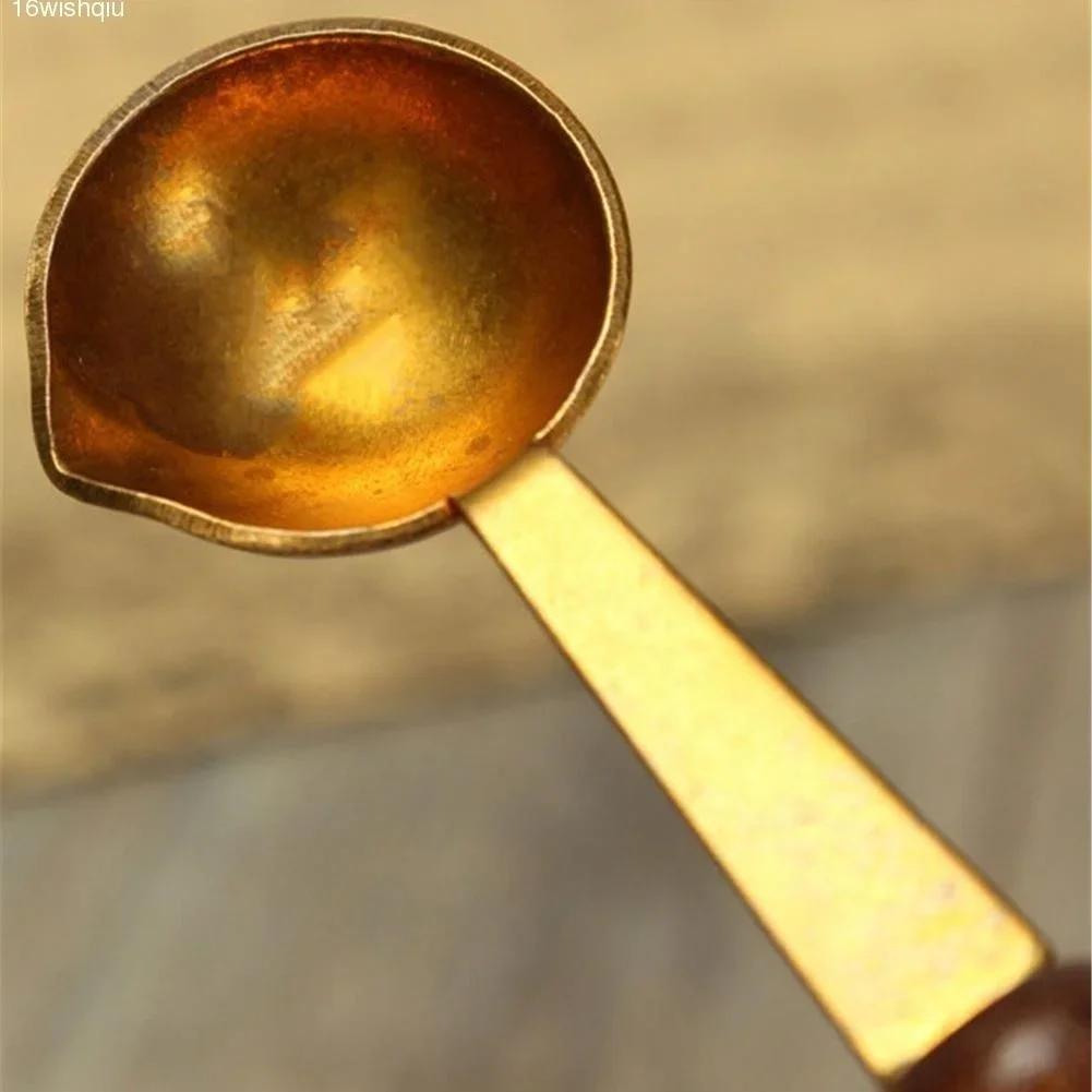 2 шт. Винтажная мини-ложка для краски Сделай сам Ретро латунная печать для сургуча Печать для конвертов Специальная ложка для восковых бусин Инструменты для рукоделия Подарки