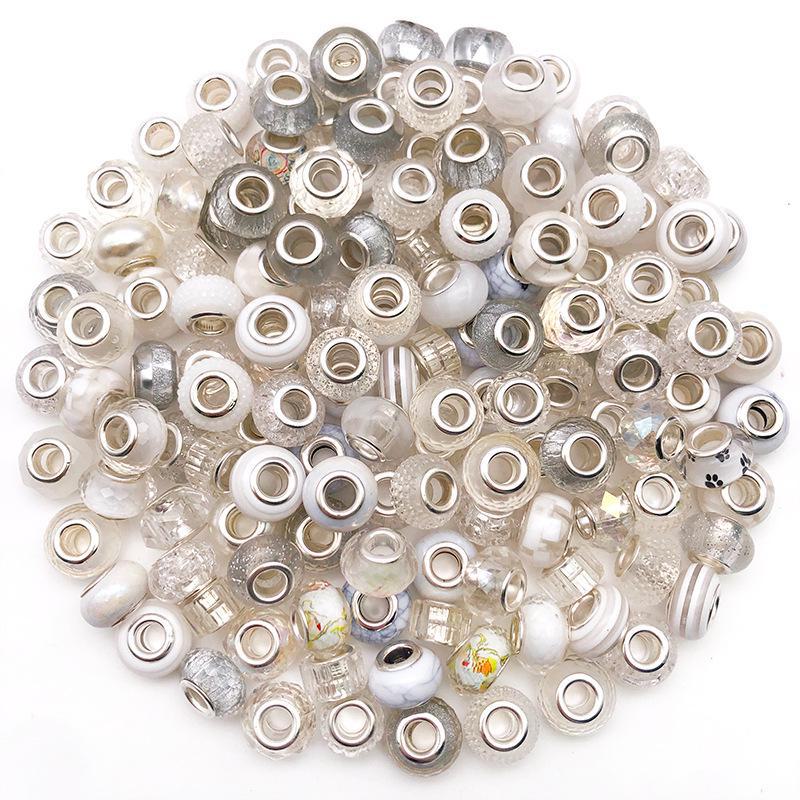 Ассорти из бусин с крупными отверстиями в стиле панцзя (10 шт): Желтый, зеленый, розовый, синий, фиолетовый для браслетов своими руками.