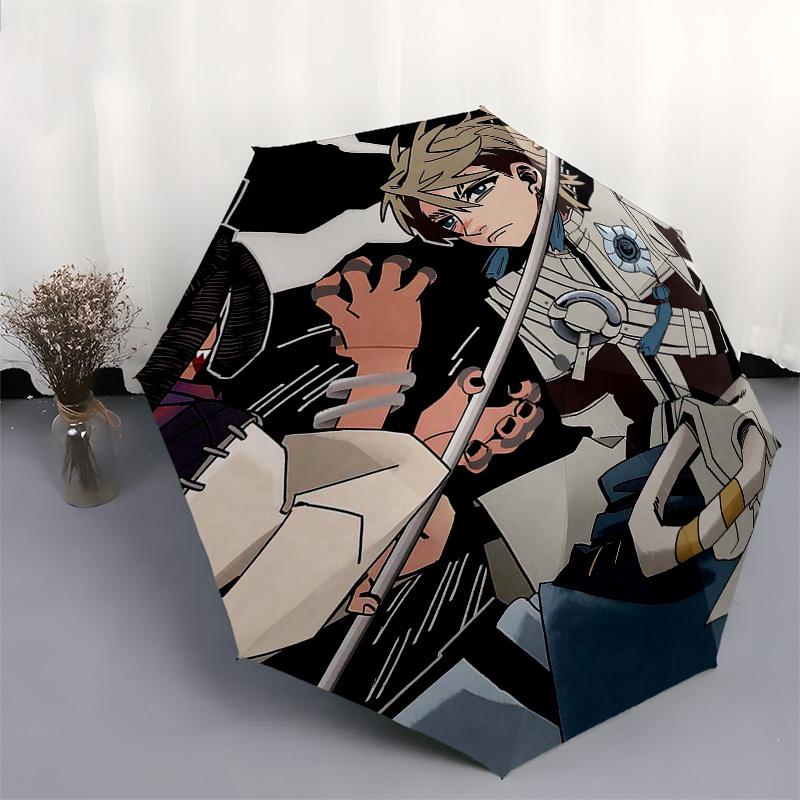 1pc Outdoor Umbrella with Attack on Titan Design - Automatic Opening/Closing, Portable 3-Fold Design, 8-Rib Iron Frame - Perfect Gift for Fans, T