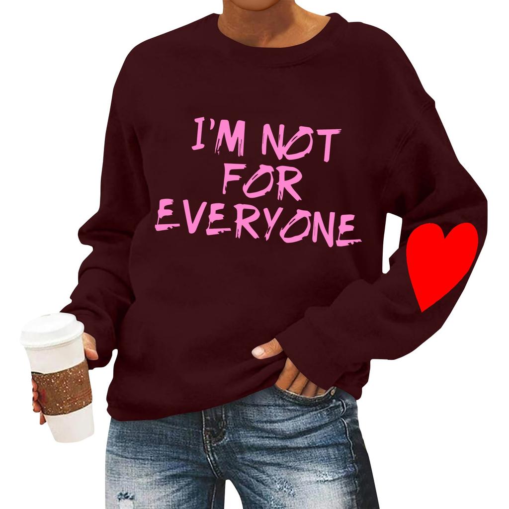 Женская повседневная мода ко Дню святого Валентина с принтом, длинным рукавом, круглым вырезом, толстовки, пуловеры, топы