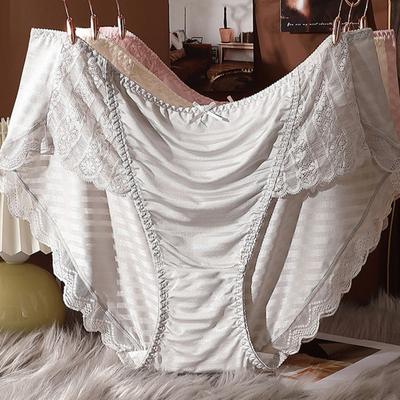 Женские трусики со средней талией, кружевной декор с бантом, большие размеры, сплошной цвет, контроль живота, мягкие эластичные быстросохнущие антисептические женские трусы, трусы