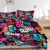3pcs Graffiti Art Bedding Set - Includes One Quilt Cover and Two Pillowcases (No Core) - Home Decor, Festival Gift, Polyester Fabric, Anime Cartoon De