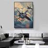 Aircraft Fighter Jet Aerial Combat poster vintage Airplane Takeoff canvas painting Wall Art Pictures for Living Room Home Decor