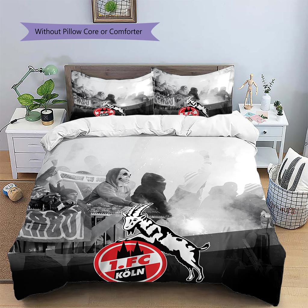 Постельное белье с узором ФК Кёльн Домашний декор Подарок на день рождения (1 пододеяльник + 2 наволочки, без наполнителя)
