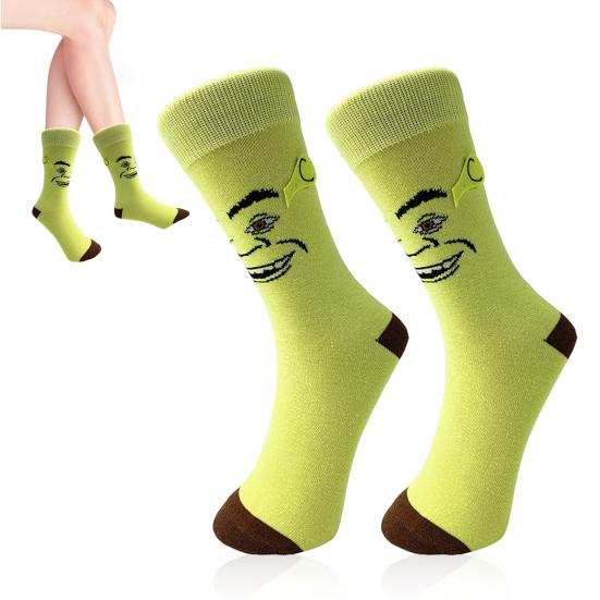 1 пара носков с изображением животных из мультфильмов, хлопковые носки средней длины, эластичные манжеты в рубчик, носки для походов, спорта, машинная стирка, сохраняющие тепло, нескользящие, повседневные чулки