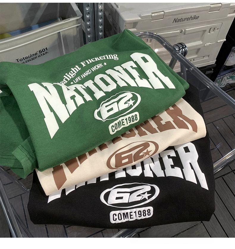 Women's Summer Retro Letter Print Loose Anti-Wrinkle Short-Sleeve T-Shirt