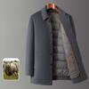Down-lined Double-sided Cashmere Coat for Men, Mid-length Woolen Wool Thickened Middle-aged Coat, Dad Winter Top