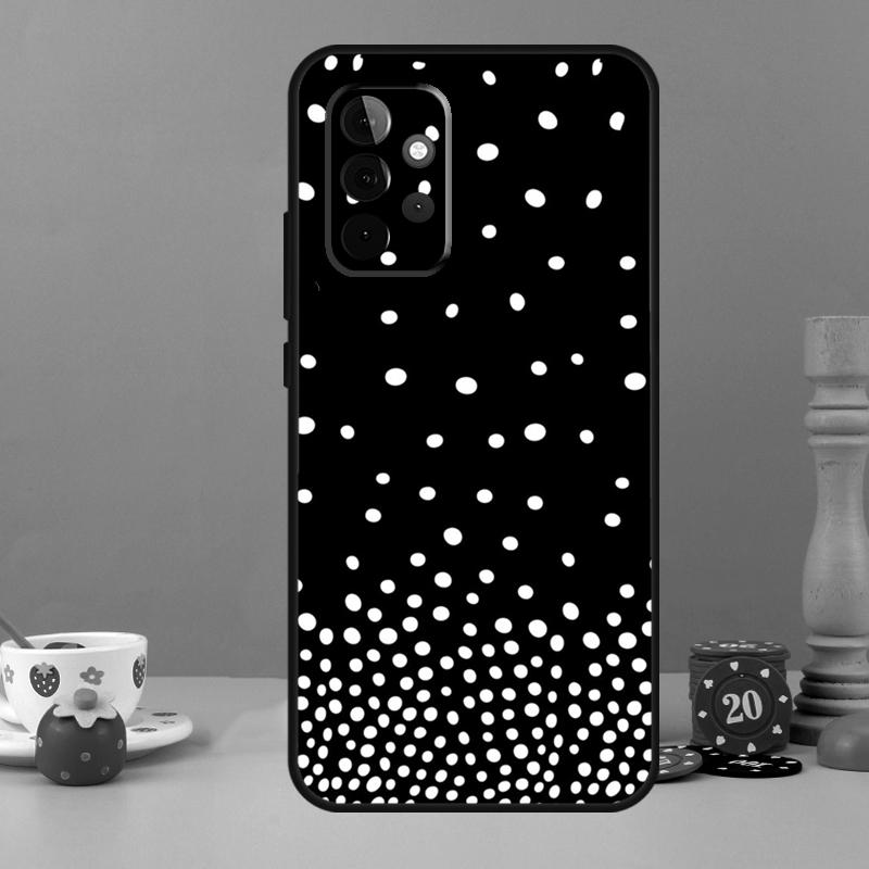 Черно-белый чехол в горошек для Samsung Galaxy A55 A56 A36 A54 A34 A14 A05 A16 A26 A12 A32 A52 A13 A33 A53 A15 A35