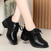 Мягкая кожа мягкая подошва, весенне-осенние туфли-лодочки на шнуровке с глубоким вырезом, рабочая обувь женская черная женская кожаная обувь