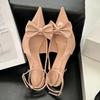 Fashion Nude Pink Butterfly-Knot Ankle Strap Women Pumps Sexy Pointed Toe Patent Leather High Heels Elegant Heeled Sandals Party Shoes