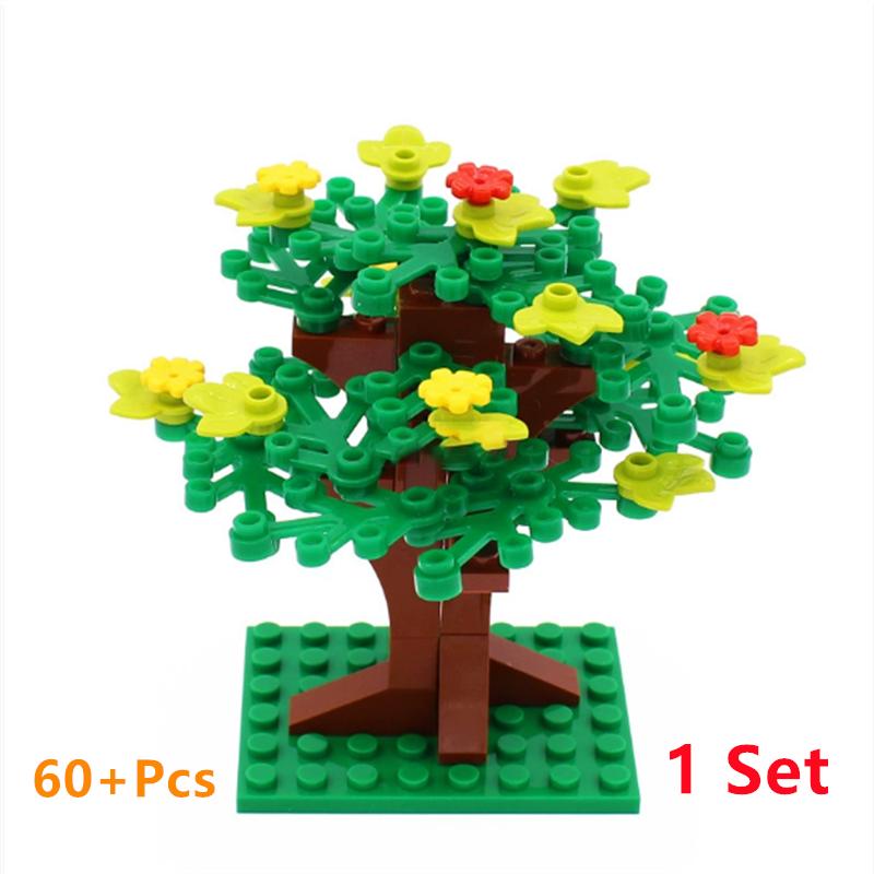 Buildings Blocks Tree Flower Sets City Plant Garden Bonsai Forest Natural City Street View Park Jungle MOC Model Toys For Kids