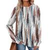 Women's Winter Color-Block Printed Lightweight Brushed-Cotton Round Neck Top