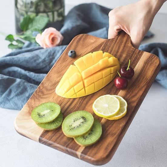 Деревянная доска для закусок Кухонная разделочная доска с ручками Прямоугольная Круглая сервировочная доска для нарезки фруктов, мяса, сыра, хлеба