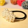 Женская мода Rhinestone Crystal Pearl Rope Elastic Ponytail Hair Band 