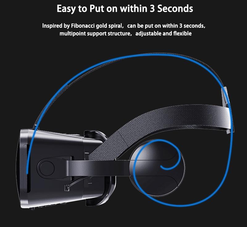 3D VR Glasses Virtual Reality Headset Bass Stereo Surround Headphone Games Movie VR Headset Wide Angle for 4.5-6.7 Inches Smartphones Remote Gamepad