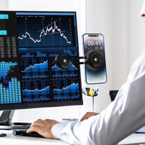 Магнитный держатель для телефона с двумя присосками, беспроводная зарядка, регулируемое крепление на приборную панель автомобиля для дома