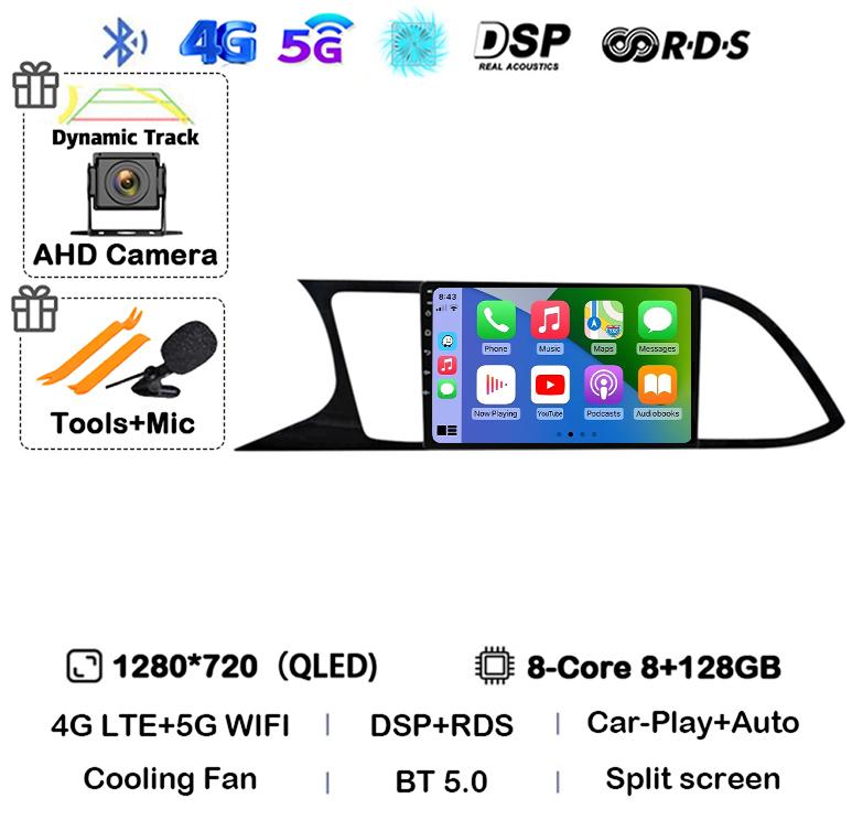Android 14 WIFI+4G Carplay Auto для Seat Leon 3 MK3 2012-2020 Автомобильное радио GPS Мультимедиа Видеоплеер Стерео 360 Камера DSP Аудио