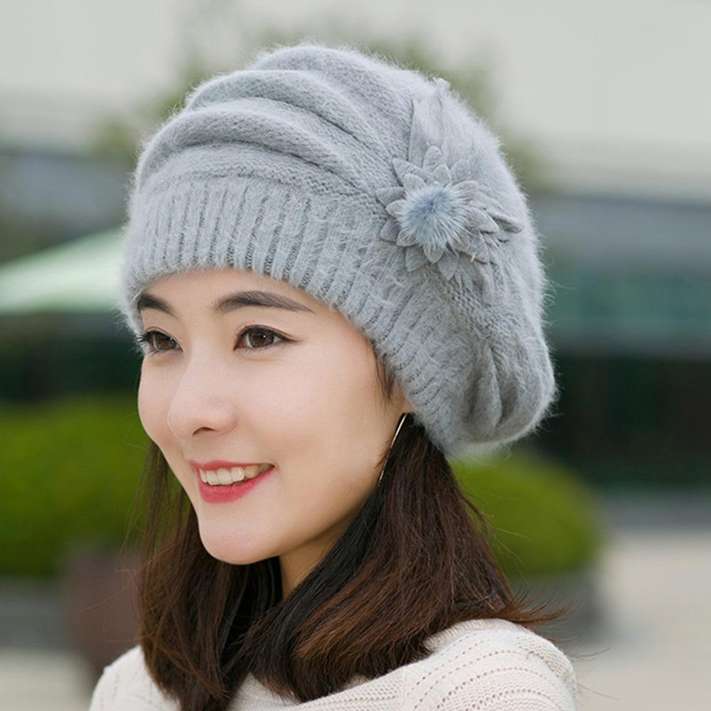 Теплая мамина шапка вязаная шерстяная женская береты повседневная женская шапка осень зима