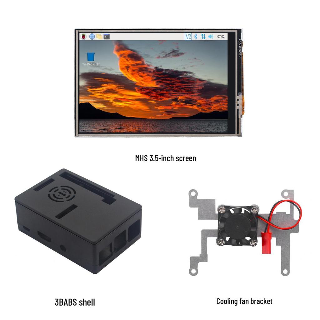 Сенсорный дисплей 3,5" для Raspberry Pi 5/4B, разрешение 480x320, с GPIO, кронштейном и вентилятором