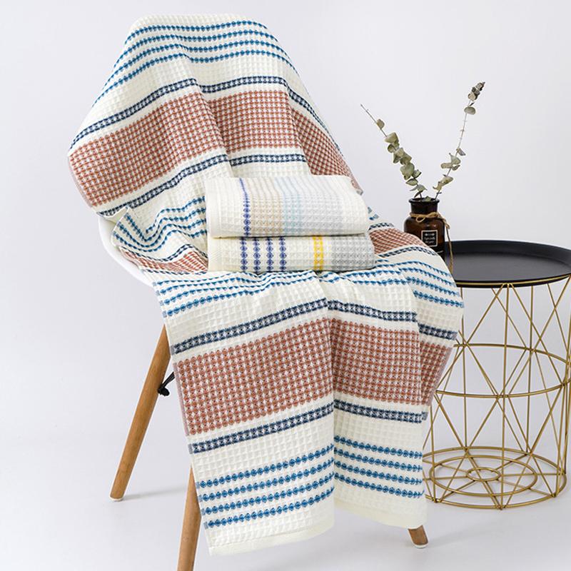 70X140 см Утолщенное 100% Хлопковое Банное Полотенце Премиум Полосатое Вафельное Полотенце Взрослое Детское Домашнее Супермягкое Впитывающее Не Линяющее Полотенце для Волос