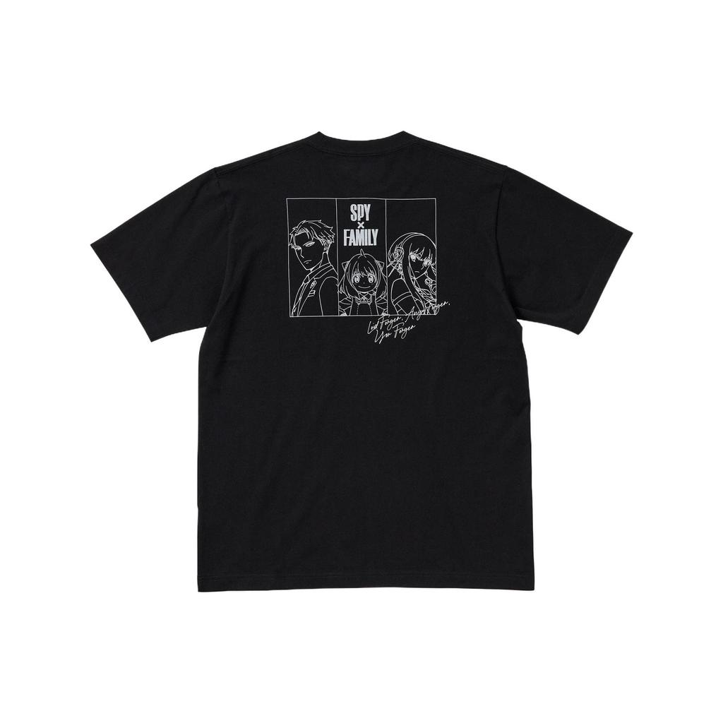 Uniqlo X Spy Family SS22 Аниме Персонаж Печатная Буква Круглый Вырез Футболка Унисекс Футболка Черный 451356-09