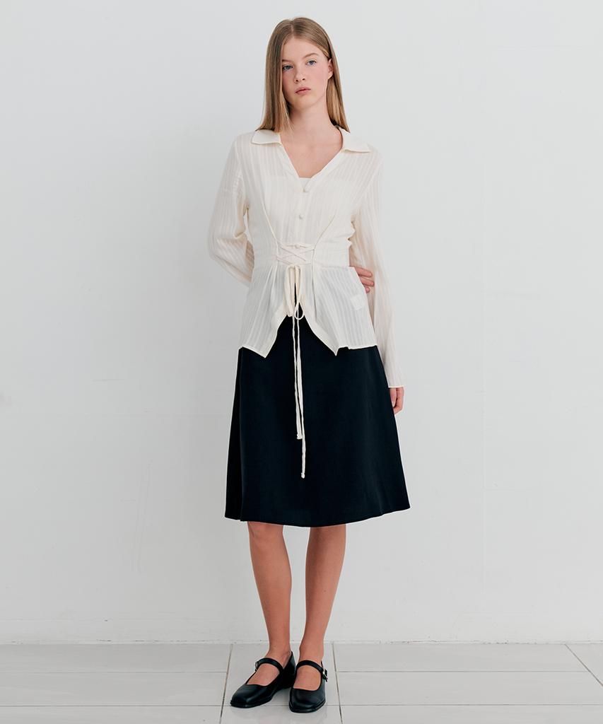 Itove Seoul Tencel Flare Midi Skirt Bk