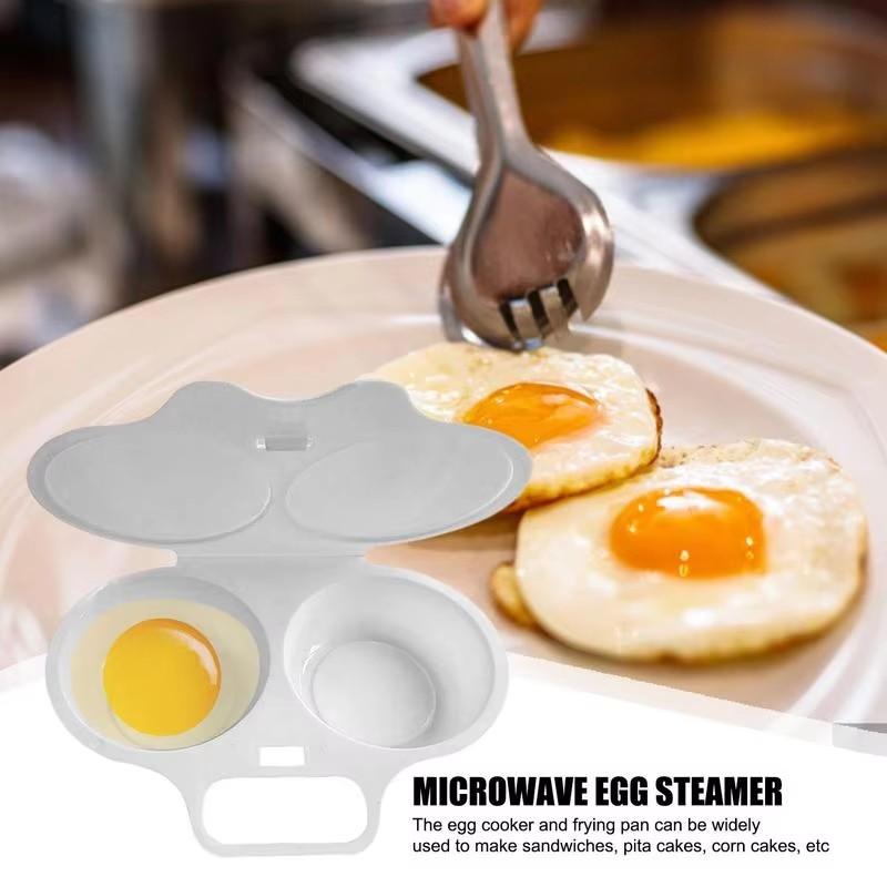 1pc Microwave Egg Maker with 2 Cavity Food Grades Plastic Microwave Cooking Eggs Steamer Kitchen Gadgets Fried Egg Tool